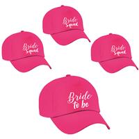 Bellatio Vrijgezellenfeest dames petjes pakket sierlijk - 1x Bride to Be roze + 7x Bride Squad roze -