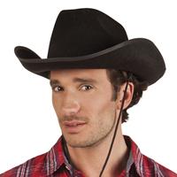4x stuks zwarte cowboyhoed Rodeo vilt voor volwassenen