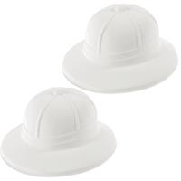 2x stuks tropen Safari verkleed helm wit van plastic -