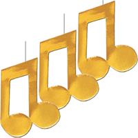 3x Stuks Hangdecoratie Muzieknoten 29 X 18 Cm Van Karton - Muziek Thema Decoraties/versieringen