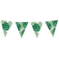 Groene Diy Hawaii Thema Feest Vlaggenlijn 1,5 Meter - Vlaggenlijnen/slingers Tropisch/hawaii Feestje