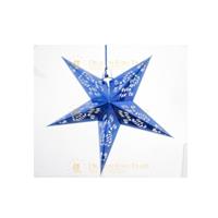2x Decoratie Kerstster Lampionnen Blauw 60 Cm - Kerstdecoratie Sterren Blauw