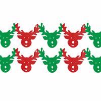 2x Stuks Kerstslinger Met Rendieren 3 Meter Groen/rood - Kerstversieringen Van Papier