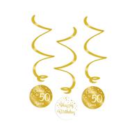 Paper Dreams Swirlslingers 50 Jaar 70 Cm Goud/wit 3 Stuks