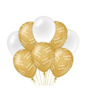 Paper Dreams ballonnen happy birthday dames latex goud/wit