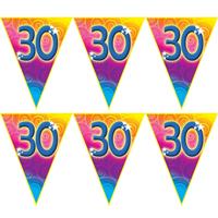 2x stuks verjaardag thema 30 jaar geworden feest vlaggenlijn van 5 meter -