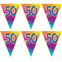 2x stuks verjaardag thema 50 jaar geworden feest vlaggenlijn van 5 meter -