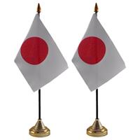 2x stuks japan tafelvlaggetjes 10 x 15 cm met standaard -
