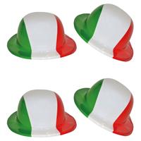 4x stuks plastic bolhoed Italiaanse vlag kleuren -