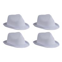 Myrtle Beach 6x stuks trilby feesthoedje wit voor volwassenen