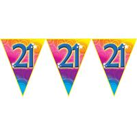 Verjaardag thema 21 jaar geworden feest vlaggenlijn van 5 meter -