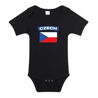 Bellatio Czech romper met vlag Tsjechie zwart voor babys -