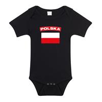 Bellatio Polska romper met vlag Polen zwart voor babys -