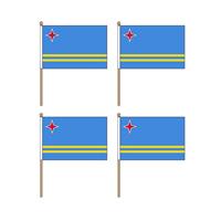 4x stuks vlag Aruba klein hand zwaaivlaggetje 15 x 22 cm -