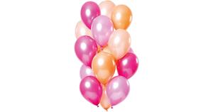 Folat ballonnen Metallic 30 cm latex oranje/roze 15 stuks