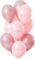 Folat ballonnen Elegant Lush Blush 30 jaar 30 cm roze 12 stuks