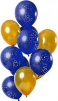 Folat ballonnen Elegant True 18 jaar 30 cm blauw/goud 12 stuks