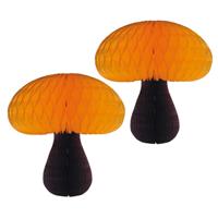 Set van 2x stuks hangdecoratie herfst thema paddenstoel 20 cm -