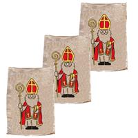 Pakket van 8x stuks jute Sinterklaas cadeau zakken klein 35 x 50 cm -