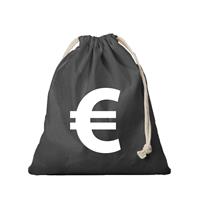 Bellatio Canvas geldzak met euro teken zwart 25 x 30 cm verkleedaccessoires -