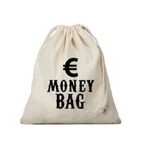 Bellatio Canvas geldzak Moneybag met euro teken wit 25 x 30 cm verkleedaccessoires -
