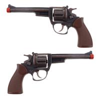 Funny Fashion 2x stuks verkleed speelgoed revolver/pistool metaal 8 schots -