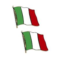 2x stuks pin broche speldje vlag Italie 2 cm -