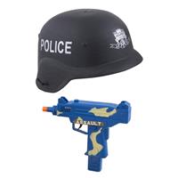 Funny Fashion Kinderen speelgoed verkleed wapen en helm set voor politie agenten 2-delig -