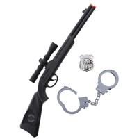 Funny Fashion Kinderen speelgoed verkleed geweer en accessoires set voor politie agenten 3-delig -