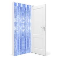 Funny Fashion 3x stuks folie deurgordijn blauw metallic 200 x 100 cm -
