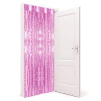 Funny Fashion 3x stuks folie deurgordijn roze metallic 200 x 100 cm -
