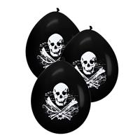 16x Piraten feestje ballonnen met schedel zwart 28 cm -