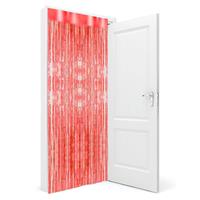 Funny Fashion 2x stuks folie deurgordijn rood metallic 200 x 100 cm -