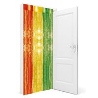 Funny Fashion 2x stuks folie deurgordijn rood/geel/groen metallic 200 x 100 cm -