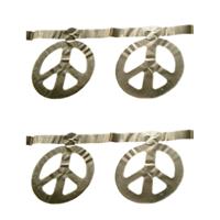 2x stuks sexties Hippie Flower Power Peace tekens feest thema slinger zilver 5 meter -