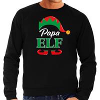 Bellatio Papa elf foute Kerstsweater / Kersttrui zwart voor heren