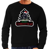 Bellatio Dieren kersttrui gorilla zwart heren - Foute gorilla apen kerstsweater -