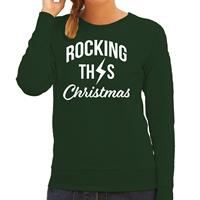 Bellatio Rocking this Christmas foute Kerstsweater / Kersttrui groen voor dames