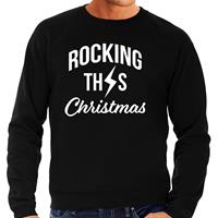 Bellatio Rocking this Christmas foute Kerstsweater / Kersttrui zwart voor heren