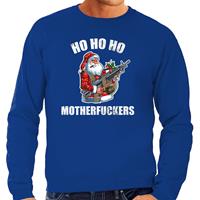 Bellatio Hohoho motherfuckers foute Kerstsweater / Kersttrui blauw voor heren