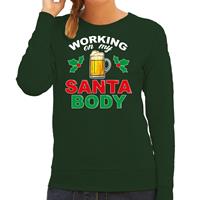 Bellatio Santa body foute Kerstsweater / Kersttrui groen voor dames