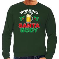 Bellatio Santa body foute Kerstsweater / Kersttrui groen voor heren