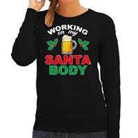 Bellatio Santa body foute Kerstsweater / Kersttrui zwart voor dames