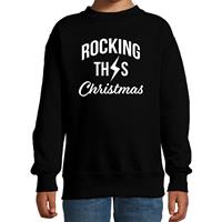 Bellatio Rocking this Christmas foute Kerstsweater / Kersttrui zwart voor kinderen