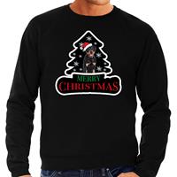 Bellatio Dieren kersttrui rottweiler zwart heren - Foute honden kerstsweater -
