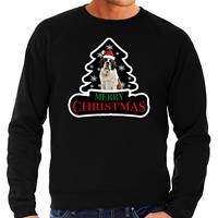 Bellatio Dieren kersttrui sint bernard zwart heren - Foute honden kerstsweater -