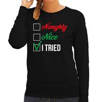 Bellatio Naughty nice foute Kerstsweater / Kersttrui zwart voor dames