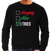 Bellatio Naughty nice foute Kerstsweater / Kersttrui zwart voor heren