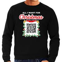 Bellatio Kerst QR code kersttrui Geen Kut kerst muziek heren zwart - Foute kerstsweater -