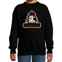 Bellatio Dieren kersttrui vos zwart kinderen - Foute vossen kerstsweater (110/116) -